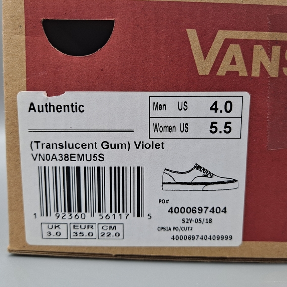 New Vans Authentic Violet Translucent Purple Gum Sole Pink with White Stitching - Picture 9 of 10